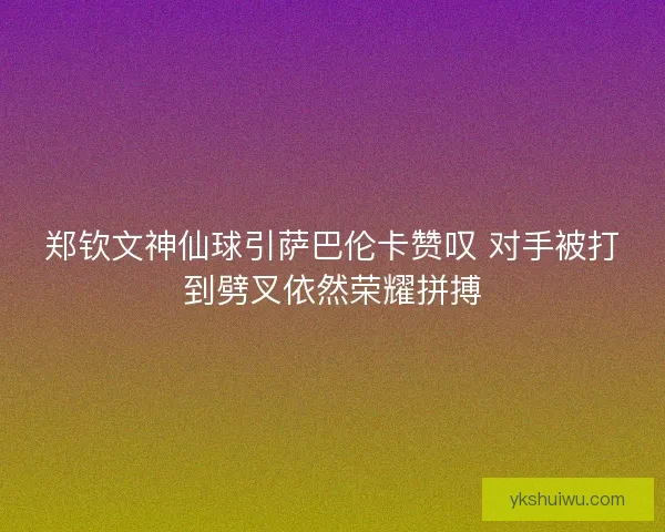 郑钦文神仙球引萨巴伦卡赞叹 对手被打到劈叉依然荣耀拼搏