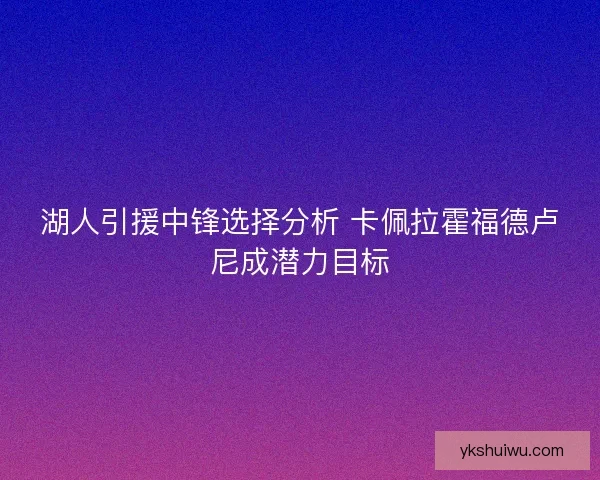 湖人引援中锋选择分析 卡佩拉霍福德卢尼成潜力目标